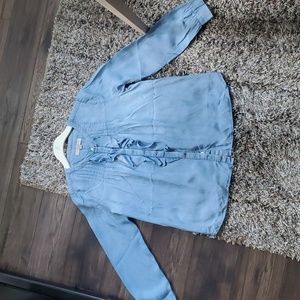 Loft Blue Ruffle Shirt